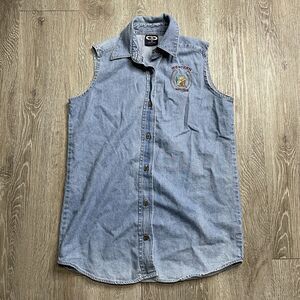 Vintage Western Spurs Denim Vest Size Medium